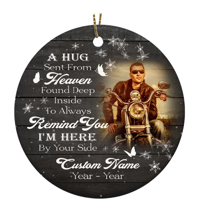 Dad Remembrance Ornament A Hug Sent From Heaven Christmas Sympathy Memorial Gift For Loss Of Biker ODT80 Dad Remembrance Ornament A Hug Sent From Heaven Christmas Sympathy Memorial Gift For Loss Of Biker ODT80