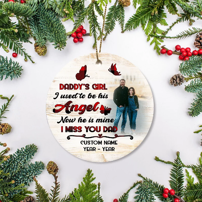 Daddy's Girl Personalized Memorial Ceramic Ornament with Picture Sympathy Gift for Loss of Father NOM259 Daddy's Girl Personalized Memorial Ceramic Ornament with Picture Sympathy Gift for Loss of Father NOM259