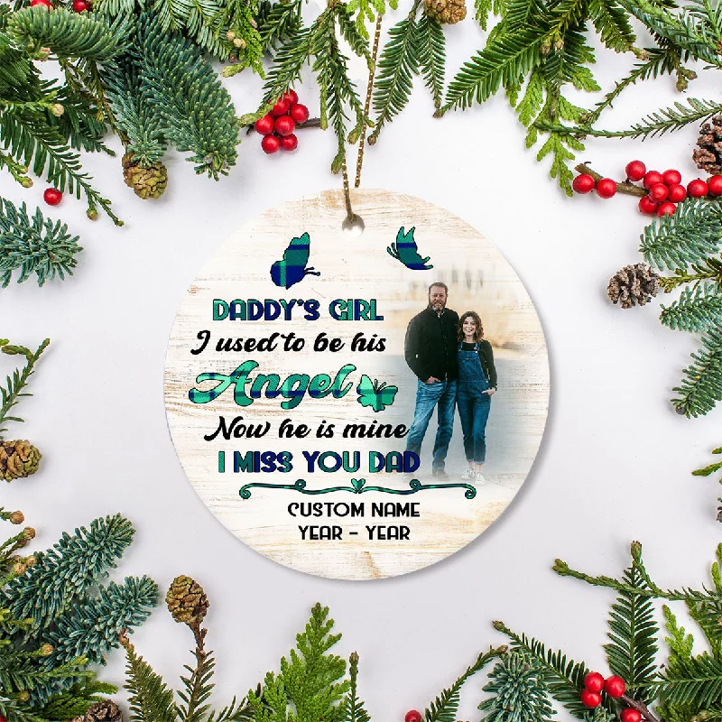 Daddy's Girl Personalized Memorial Ceramic Ornament with Picture Sympathy Gift for Loss of Father NOM260 Daddy's Girl Personalized Memorial Ceramic Ornament with Picture Sympathy Gift for Loss of Father NOM260