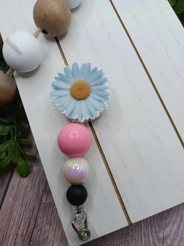 Daisy Retractable Beaded Badge Reel