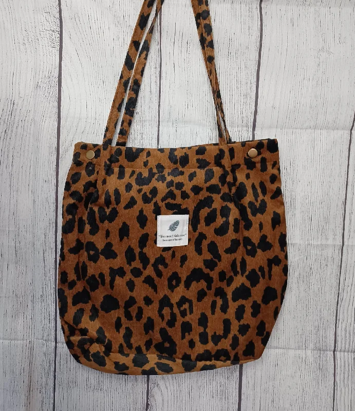 Christmas Classic Fireplace Setting Dark Leopard Print Corduroy Purse/Bag