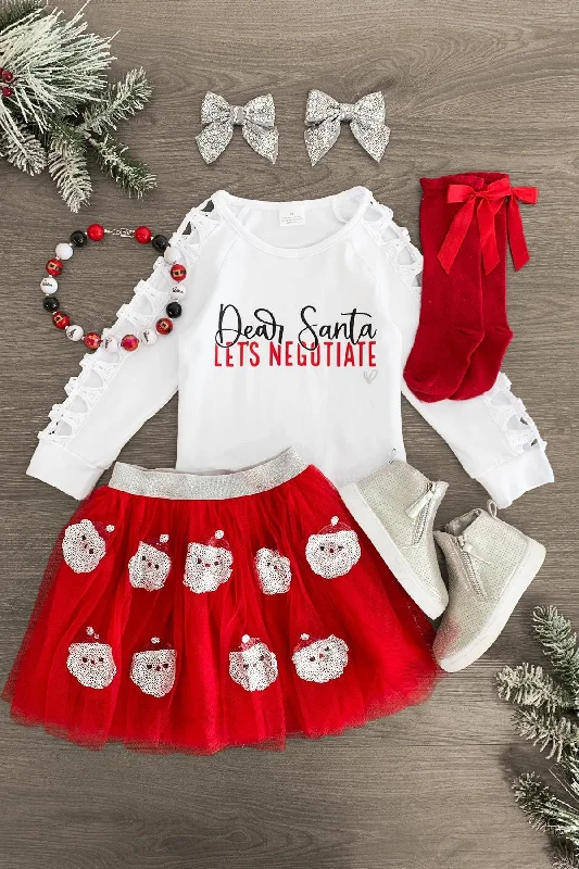 Christmas Jolly Festivities "Dear Santa, Let's Negotiate" Tutu Skirt Set