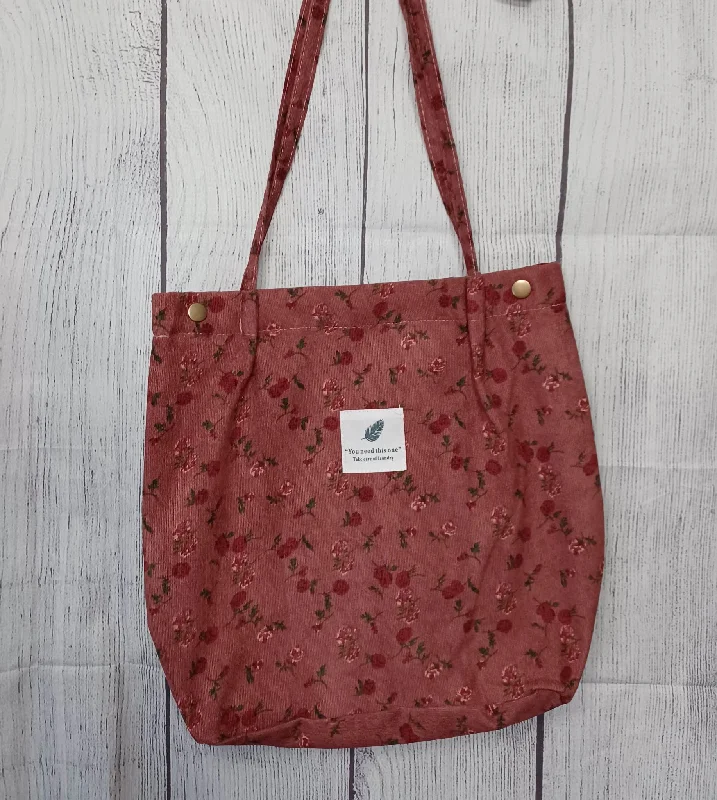 Christmas Magical Traditions Deep Pink Floral Corduroy Purse/Bag