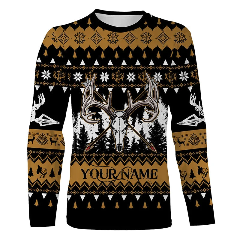 Deer hunter skull custom name funny ugly Christmas sweatshirt all over printed shirts, Christmas gift NQS4176 Deer hunter skull custom name funny ugly Christmas sweatshirt all over printed shirts, Christmas gift NQS4176