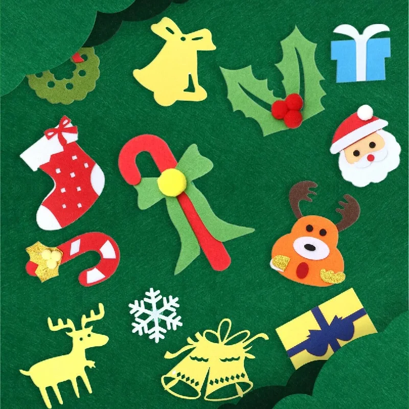 Christmas Crackling Wood Fire DIY Felt Christmas Tree Merry Christmas Decoration