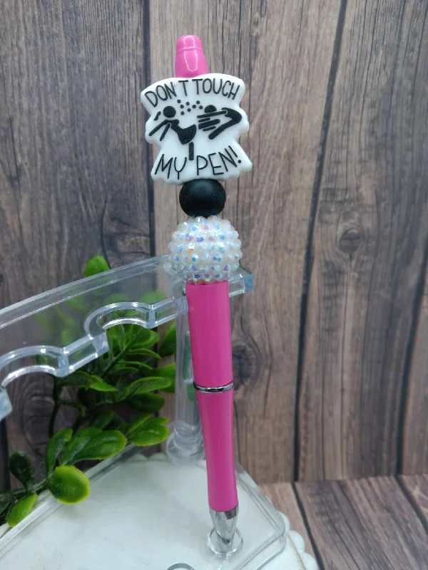 Christmas Winter Scenery Don't Touch My Pen Beaded Ink Pen - Pink