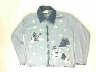 Dreaming of Snowmen In Denim-Small Christmas Sweater