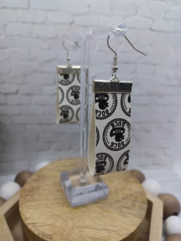 Christmas Glittery Star Decor Duck Duck Leather Style Earrings