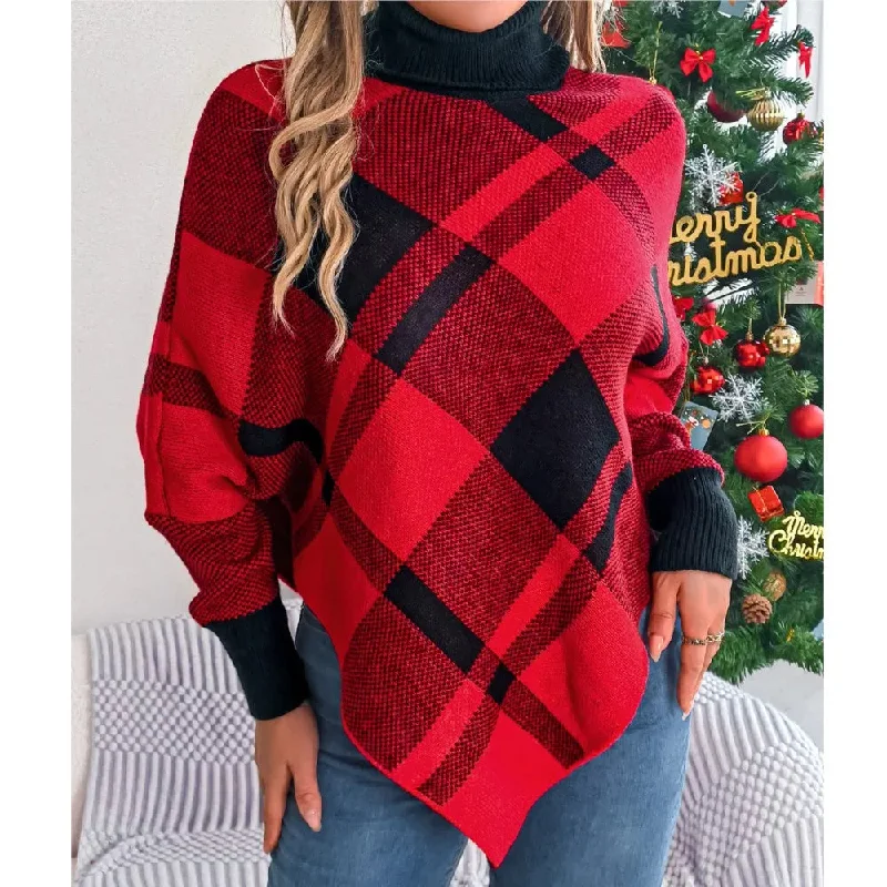 Christmas Twinkling Festive Lights Elegant Casual Color Contrasting High Collar Long Sleeve Christmas Sweater