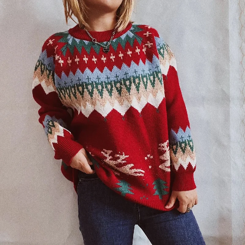 Christmas Dinner Elk Christmas Tree Gold Pullover Christmas Sweater