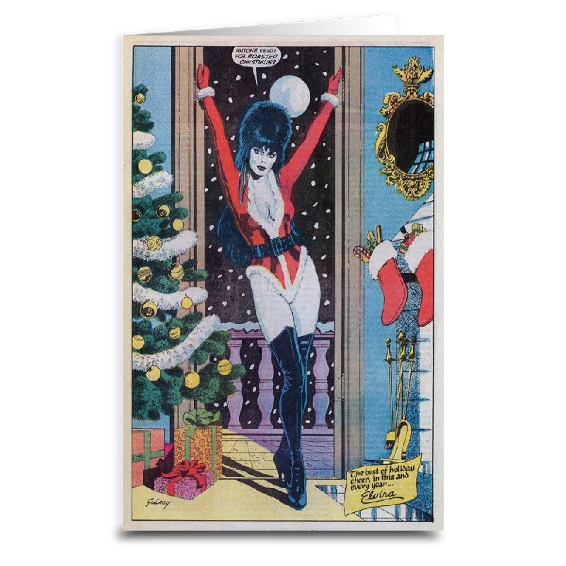 Christmas Glittering Snowy Roofs Elvira "Ready for Roasted Chestnuts" Card
