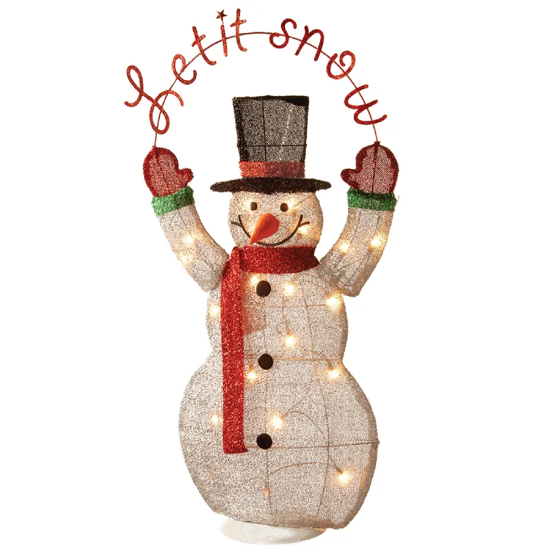 Christmas Glittering Snowy Roofs 36 in. Pre-Lit Tinsel Snowman