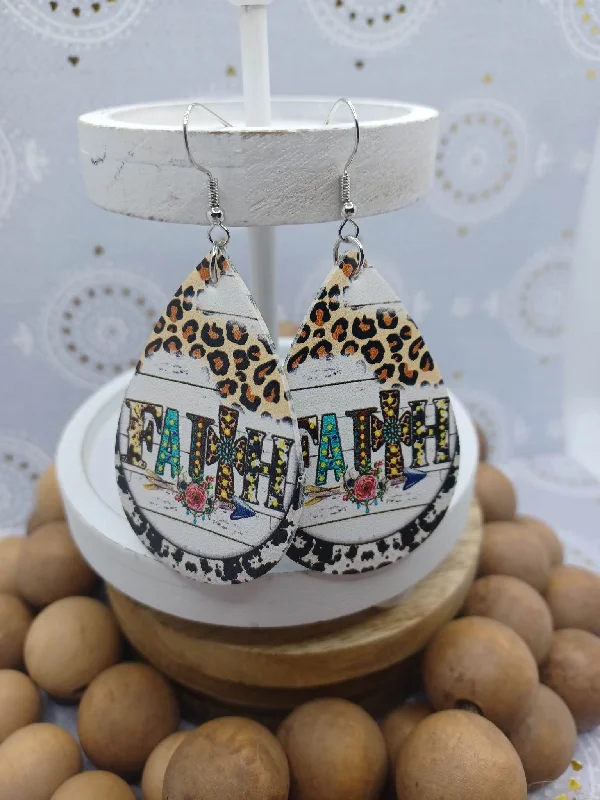 Christmas Festive Night Lights Faith Leather Style Earrings