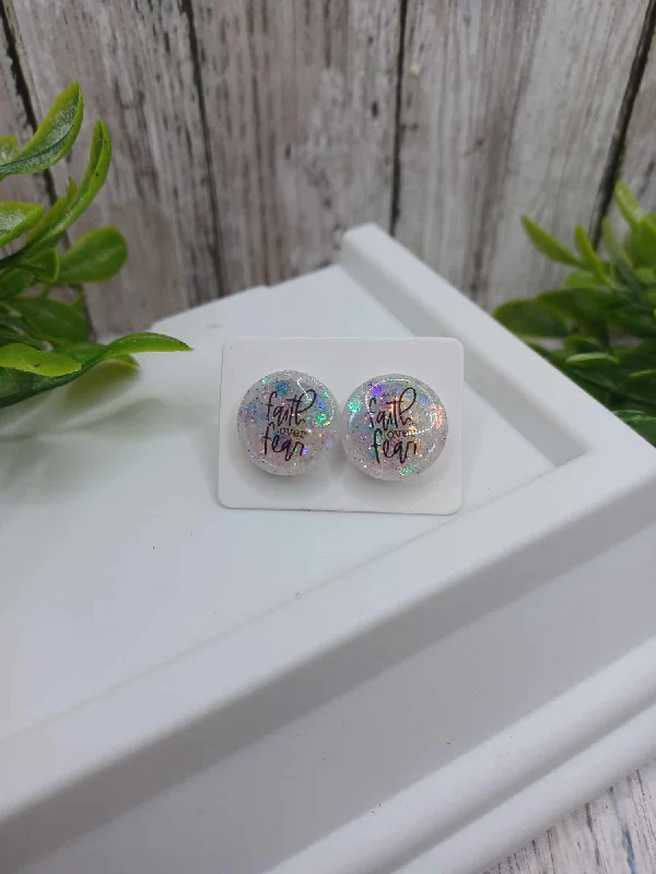 Faith Over Fear Glitter Earrings