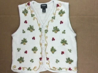 Christmas Pine Tree Fancy Winter Roses-Small Christmas Sweater