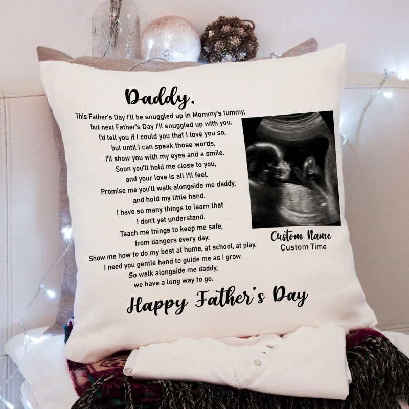 Father's Day Pillow, Custom Sonogram Gift for New Dad, Expecting Father, 1st Time Dad, Dad To Be| JPL97 Father's Day Pillow, Custom Sonogram Gift for New Dad, Expecting Father, 1st Time Dad, Dad To Be| JPL97