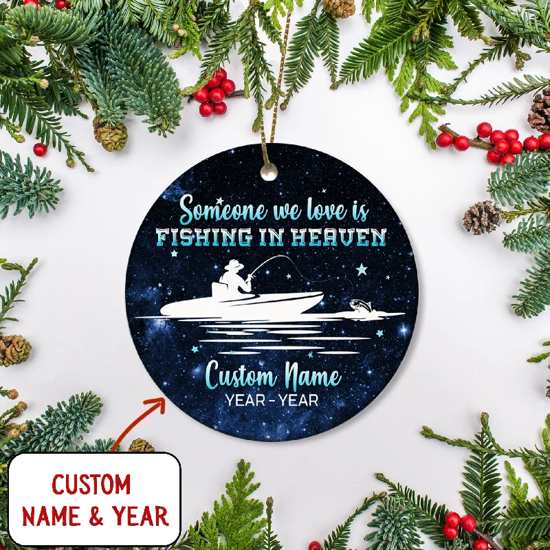 Fishing in Heaven Memorial Ornament, Christmas in Heaven, In Memory Home Decor for Loss of Fisherman Dad, Husband, Brother, Uncle| NOM109 Fishing in Heaven Memorial Ornament, Christmas in Heaven, In Memory Home Decor for Loss of Fisherman Dad, Husband, Brother, Uncle| NOM109