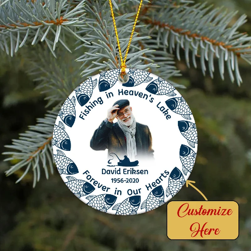 Fishing Memorial Ornament - Fishing in Heaven's Lake Personalized Fishing Remembrance Ornament Sympathy Memorial Gift for Loss of Dad Father Husband Grandpa In Memory of Fisherman - JOR63 Fishing Memorial Ornament - Fishing in Heaven's Lake Personalized Fishing Remembrance Ornament Sympathy Memorial Gift for Loss of Dad Father Husband Grandpa In Memory of Fisherman - JOR63