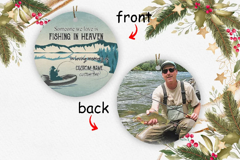 Christmas Festive Santa Hats Fishing Remembrance Ornament - Fishing in Heaven 2 Sided Circle Ornament Fishing Memorial Ornament Custom Sympathy Gift for Loss Father Husband Grandpa In Memory of Fisherman - JOR61 Christmas Festive Santa Hats Fishing Remembrance Ornament - Fishing in Heaven 2 Sided Circle Ornament Fishing Memorial Ornament Custom Sympathy Gift for Loss Father Husband Grandpa In Memory of Fisherman - JOR61