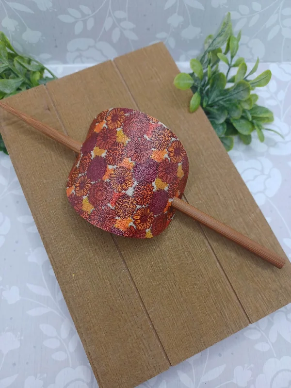 Christmas Sparkling Holiday Glow Flower Patterned Ponytail Accessory w/ Brown Hair Stick Christmas Sparkling Holiday Glow Flower Patterned Ponytail Accessory w/ Brown Hair Stick