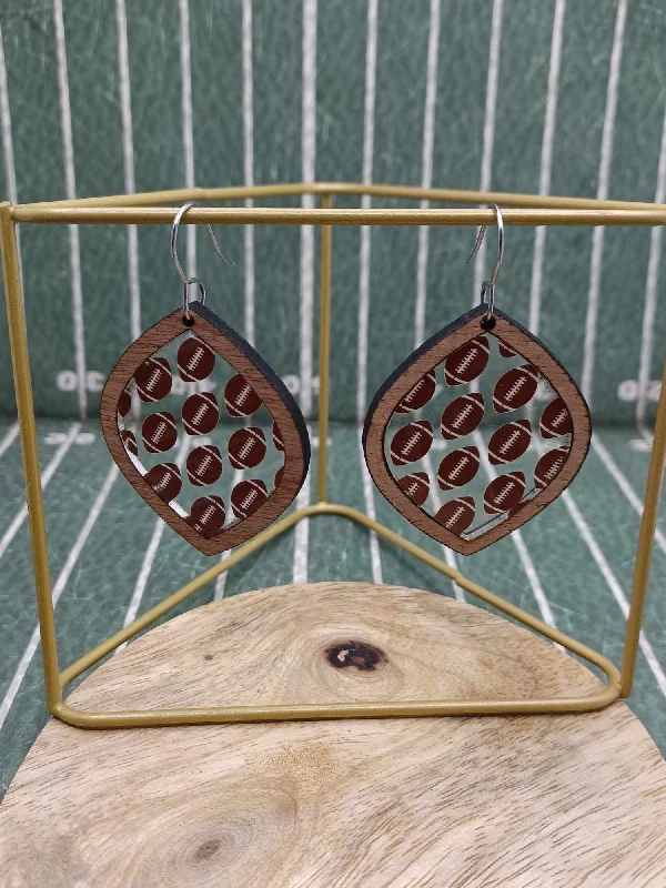 Football Wood & Acrylic Earrings