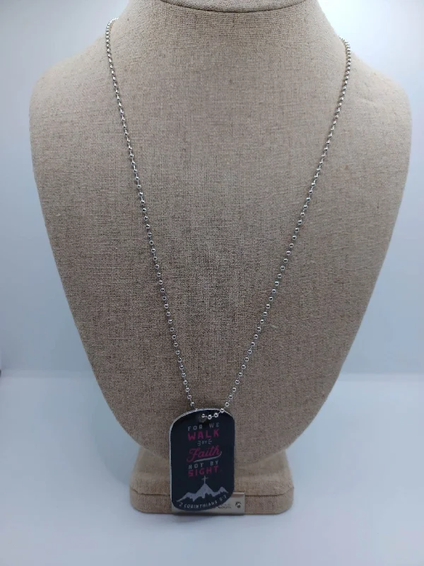Christmas Winter Night Sky For We Walk By Faith Not By Sight 1 Cor 5:7 Necklace