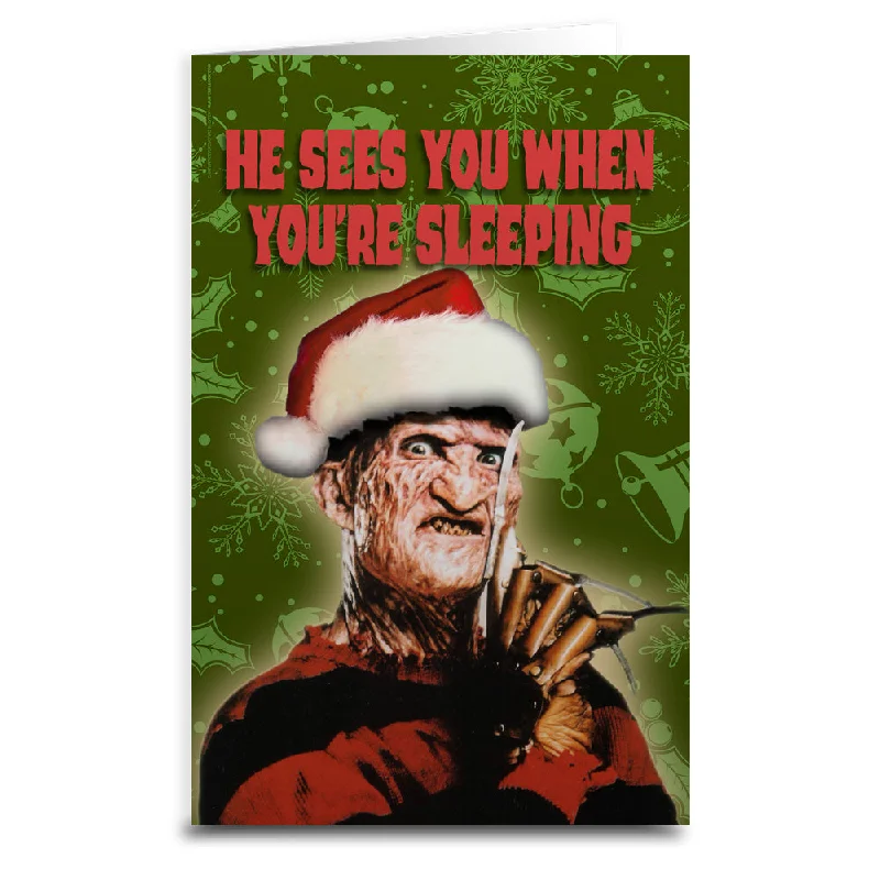 Christmas Frosted Christmas Trees Freddy Krueger "When You're Sleeping" Card