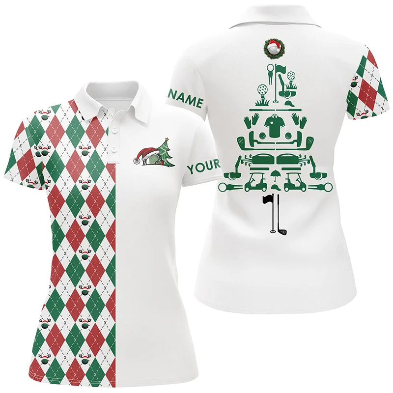 Christmas Jolly Festivities Funny Christmas Womens golf polo shirt custom Christmas tree golf icons, Christmas golf gifts NQS4252 Christmas Jolly Festivities Funny Christmas Womens golf polo shirt custom Christmas tree golf icons, Christmas golf gifts NQS4252