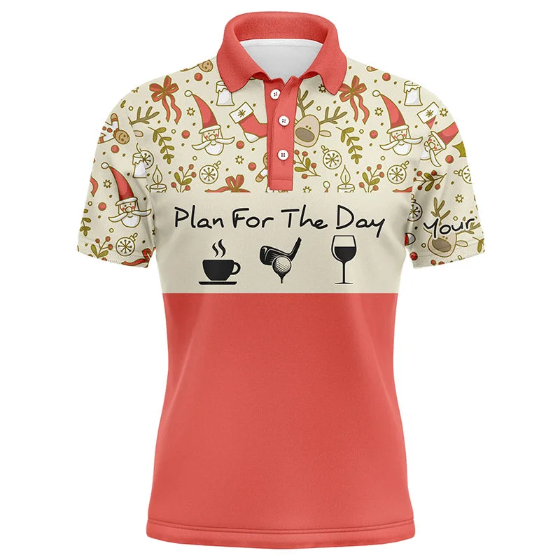 Funny Mens golf polo shirts lovely Christmas pattern custom name plan for the day coffee golf wine NQS4221 Funny Mens golf polo shirts lovely Christmas pattern custom name plan for the day coffee golf wine NQS4221