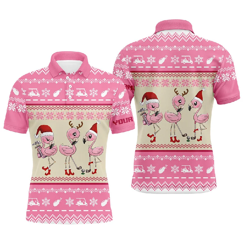 Funny ugly Christmas golf shirts custom pink Mens golf polo shirt Flamingo golf friend Christmas gifts NQS6512 Funny ugly Christmas golf shirts custom pink Mens golf polo shirt Flamingo golf friend Christmas gifts NQS6512