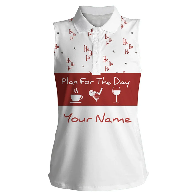 Womens sleeveless polo shirt Christmas ho ho ho pattern custom name plan for the day coffee golf wine NQS4218 Womens sleeveless polo shirt Christmas ho ho ho pattern custom name plan for the day coffee golf wine NQS4218