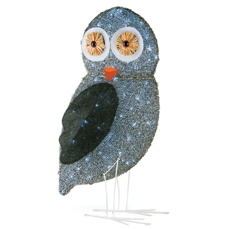 Christmas Cozy Holiday Magic 37 in. Fuzzy Fabric Owl with LED Lights