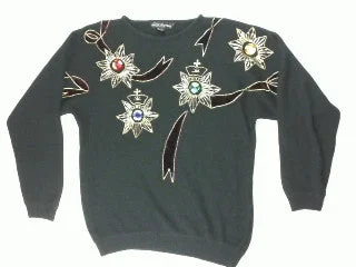 Christmas Crackling Bonfire Gem Flowers-Large Christmas Sweater