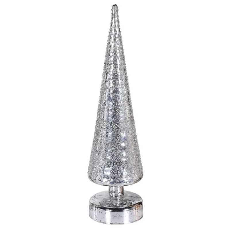 Christmas Countdown Glass Silver Lit Tree - Size Choice