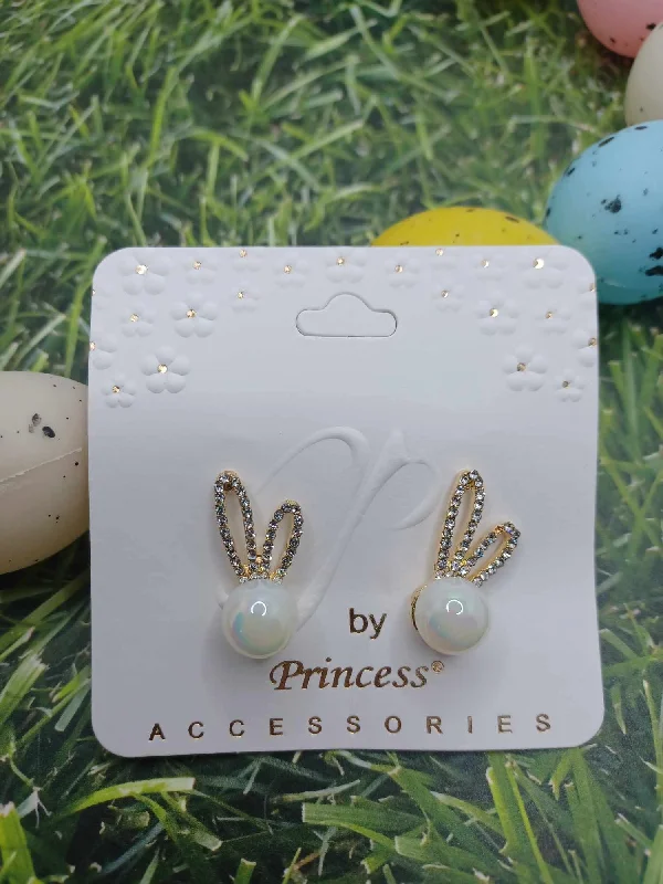 Christmas Classic Fireplace Setting Gold Pearl Iridescent & Rhinestone Studded Bunny Earrings Christmas Classic Fireplace Setting Gold Pearl Iridescent & Rhinestone Studded Bunny Earrings