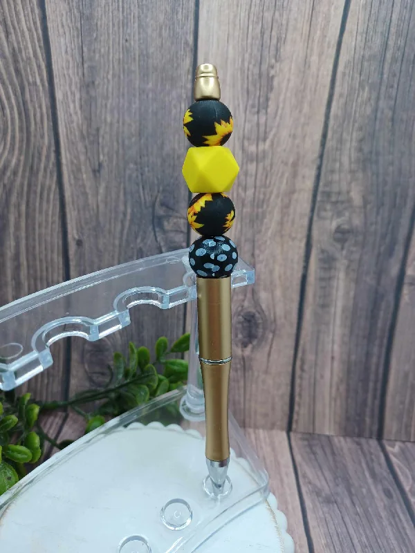 Christmas Storytelling Around Fire Gold & Sunflower Beaded Ink Pen