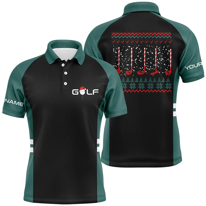 Green and black Mens golf polo shirt custom Christmas golf clubs mens golf polos NQS6548 Green and black Mens golf polo shirt custom Christmas golf clubs mens golf polos NQS6548