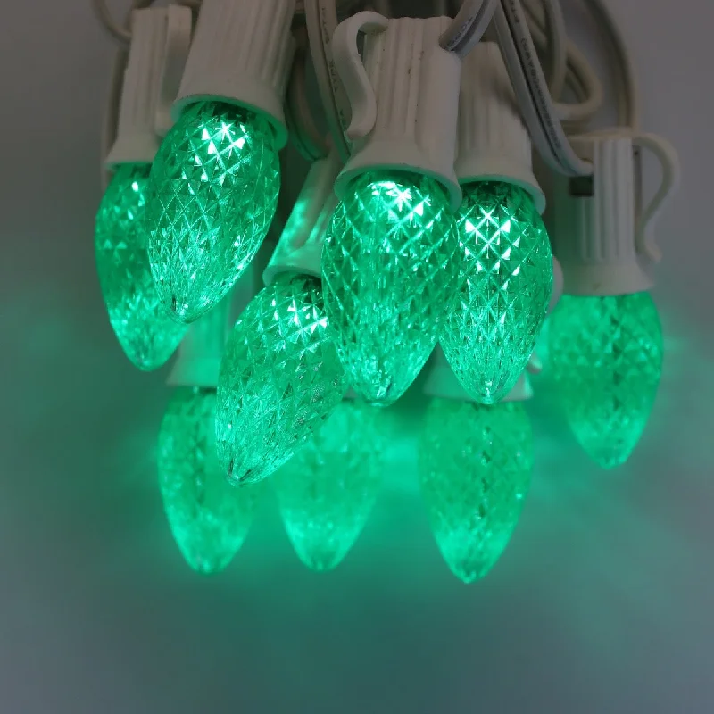 Christmas Twinkling Star Lights C7 Green LED Bulbs E12 Bases (SMD) (25 Pack)