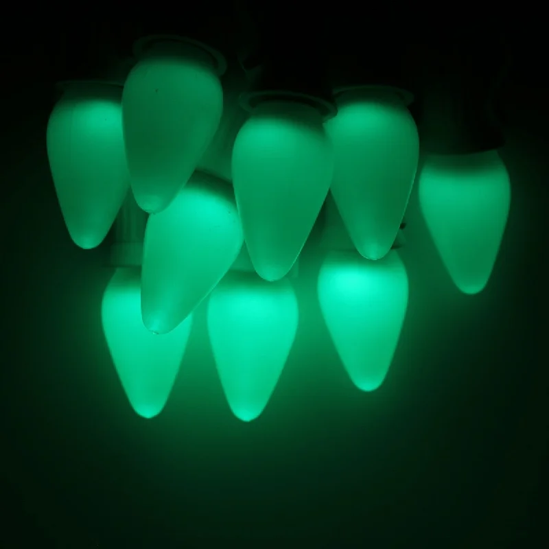 Christmas Centerpiece C7 Green Smooth Opaque LED Bulbs E12 Bases (SMD) (25 Pack)