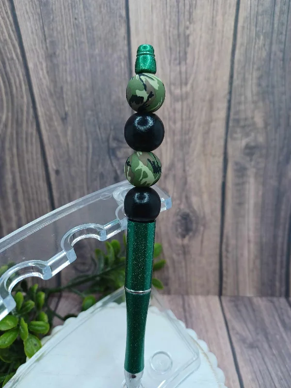 Christmas Warming Cocoa Sips Green & Camo Beaded Ink Pen