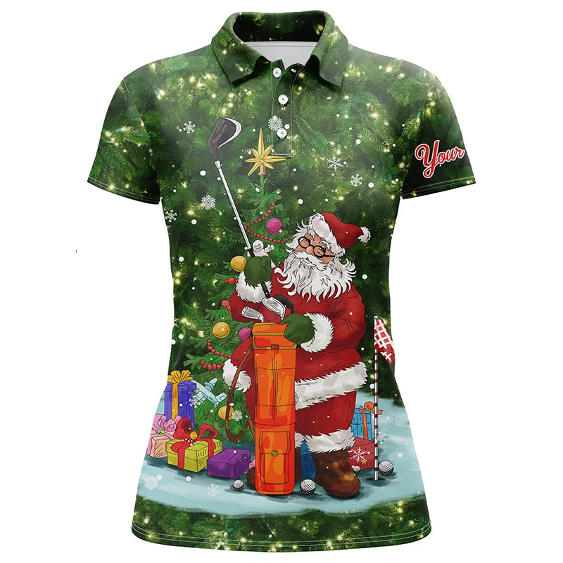 Green Christmas golf shirts custom name Womens golf polo shirts - Santa Golfer Christmas golf gifts NQS4430 Green Christmas golf shirts custom name Womens golf polo shirts - Santa Golfer Christmas golf gifts NQS4430