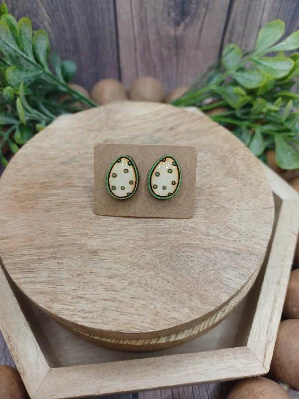 Christmas Tree Decorations Green w/ Polka Dot Easter Egg Earrings