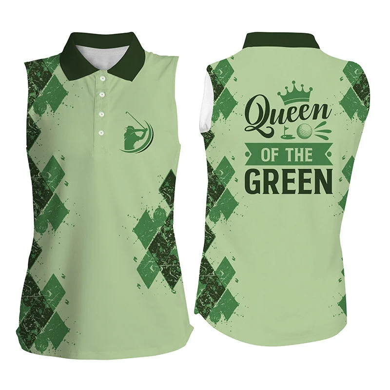 Green Womens sleeveless polo shirts Queen of the green funny golf shirt, gift for golf lovers NQS4255 Green Womens sleeveless polo shirts Queen of the green funny golf shirt, gift for golf lovers NQS4255