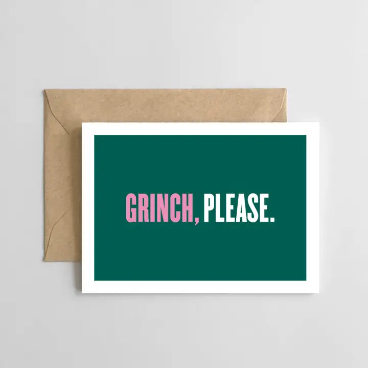 Christmas Sparkly Fairy Lights Grinch Please Card