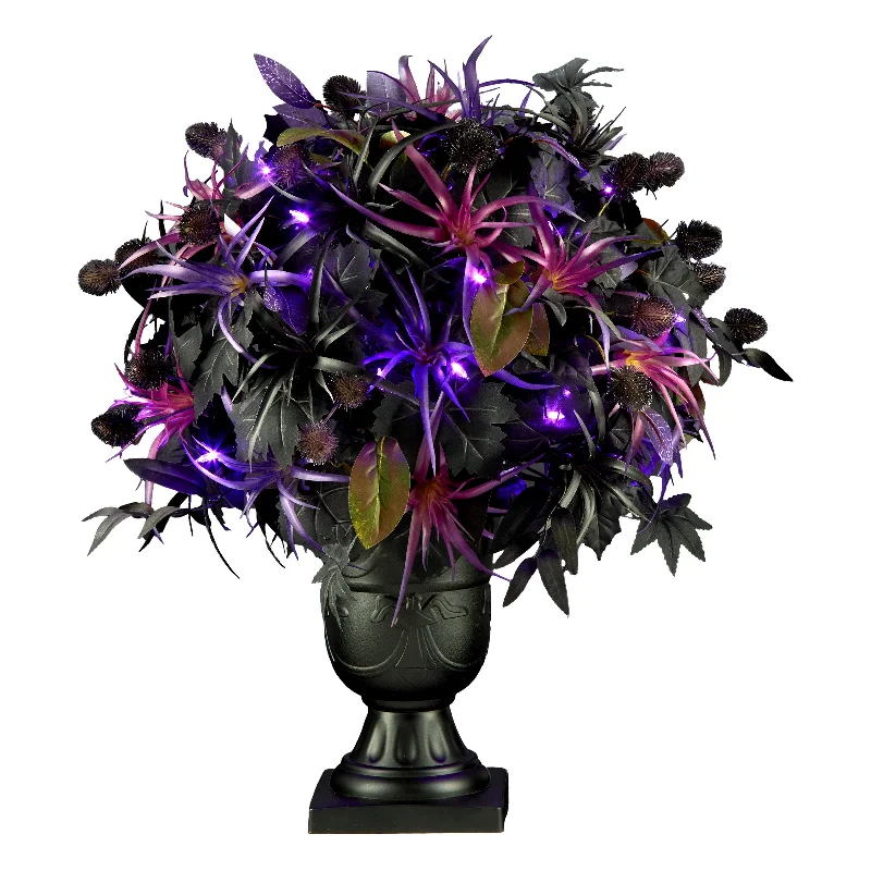 Halloween 24inch Artificial Scare in the Air Halloween Potted Plant, 30 Purple LED Lights, Battery Operated