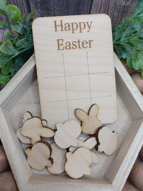 Christmas Decor Happy Easter Wooden Tic Tac Toe Game