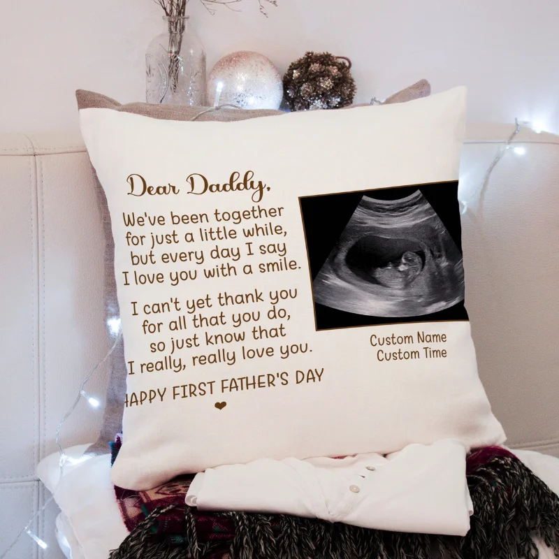 Happy First Father's Day Pillow| Custom Sonogram Gift New Dad, 1st Time Dad, Expecting Father, Dad To Be JPL96 Happy First Father's Day Pillow| Custom Sonogram Gift New Dad, 1st Time Dad, Expecting Father, Dad To Be JPL96