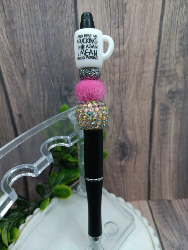 Christmas Dreamy Snowfall Here We Go Again - I mean Goodmorning Beaded Ink Pen