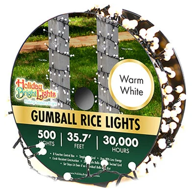 Christmas Scented Holiday Candles Holiday Bright Lights Warm White Gumball Rice Light Reel with 9 mm. Opaque Ball Cover 30V 500-Lamp Christmas Scented Holiday Candles Holiday Bright Lights Warm White Gumball Rice Light Reel with 9 mm. Opaque Ball Cover 30V 500-Lamp