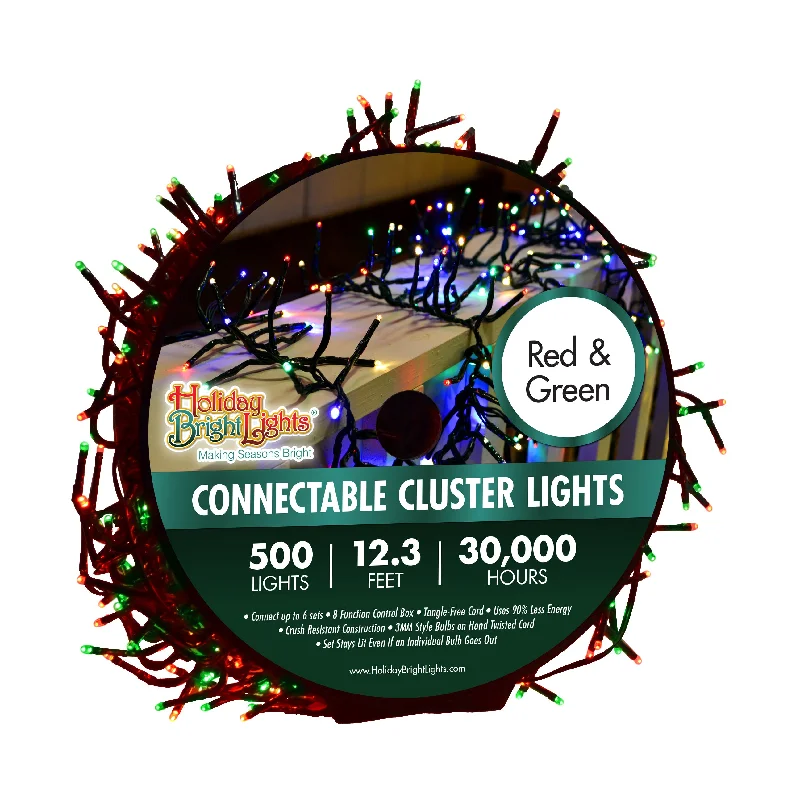 Christmas Joy Holiday Bright Lights Christmas 500L Twinkling Cluster Rice - Red & Green Combo